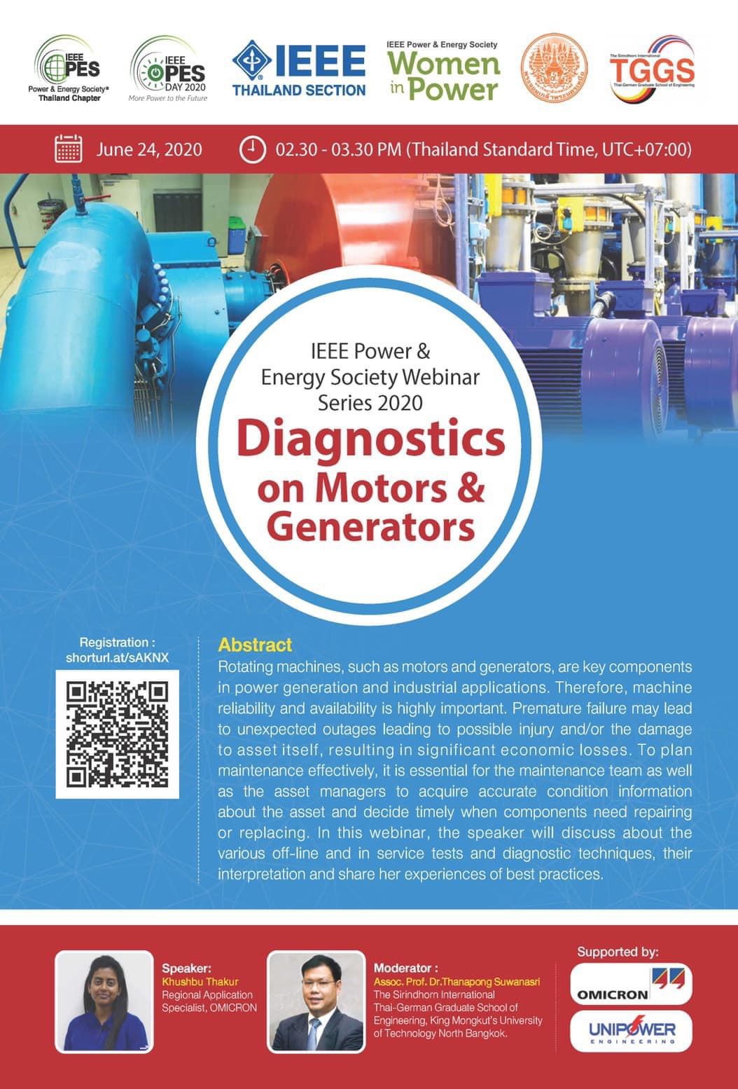 IEEE Thailand PES Chapter Webinar on Diagnostics on Motors & Generators
