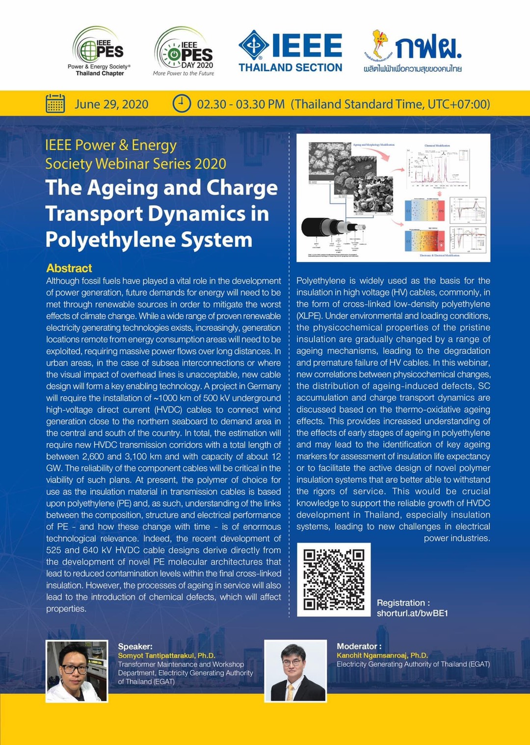 IEEE Thailand PES Chapter Webinar on The Ageing and Charge Transport Dynamics in Polyethylene System
